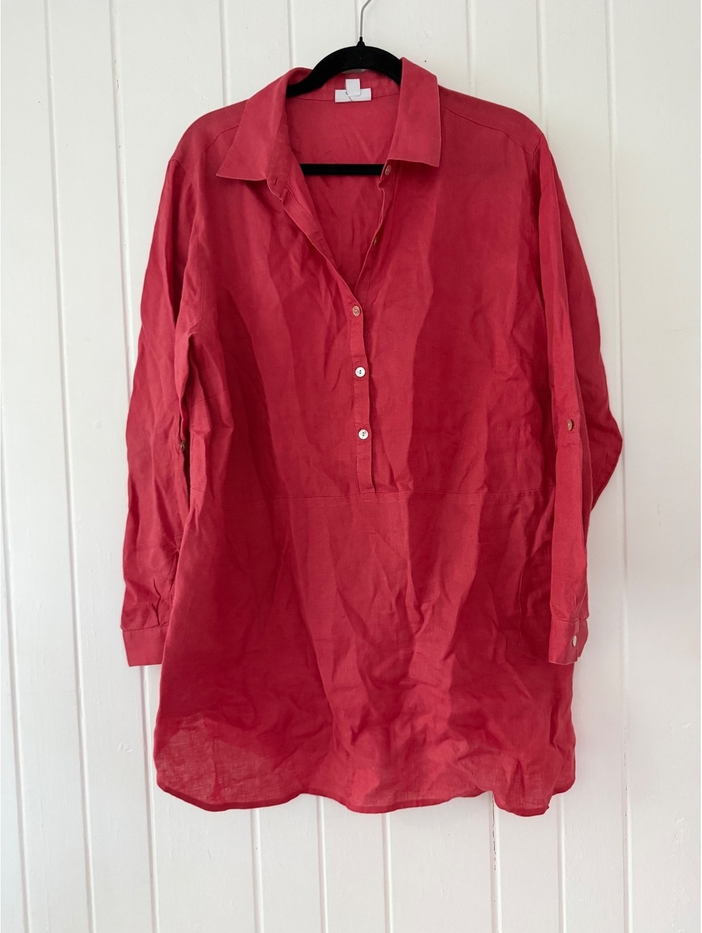 J.Jill Love Linen Red Long Sleeve Linen Tunic Shirt XL Light Brick color - Picture 1 of 7